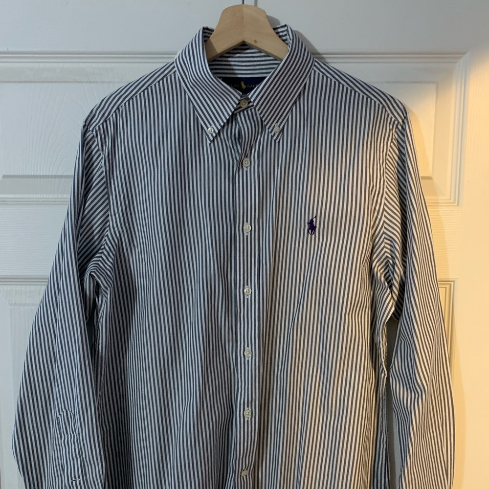 Ralph Lauren Polo dress shirt grey/white stripe. 15.5 32/33.